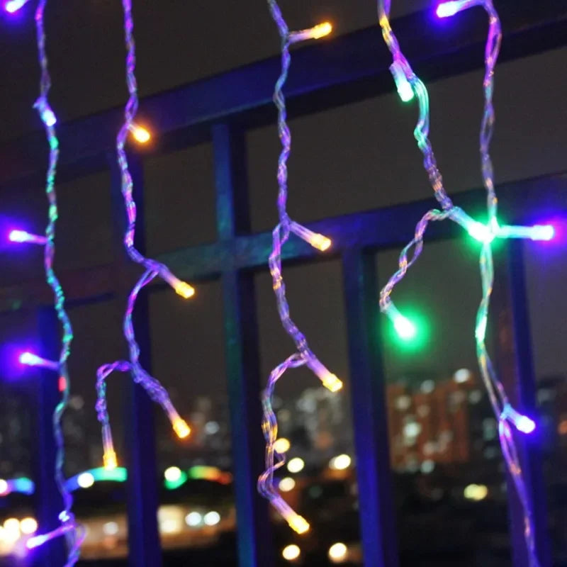 2024 Christmas Garland LED Curtain Icicle String Lights Droop 0.4-0.6m AC 220V Garden Street Outdoor Decorative Holiday Light