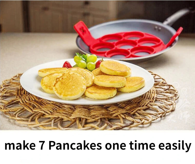 7 Hole Egg Pancake Ring Nonstick Pancake Soufflé Making Mold Silicone Cake Omelet Cooker Shaper Tool Kitchen Baking Accessories