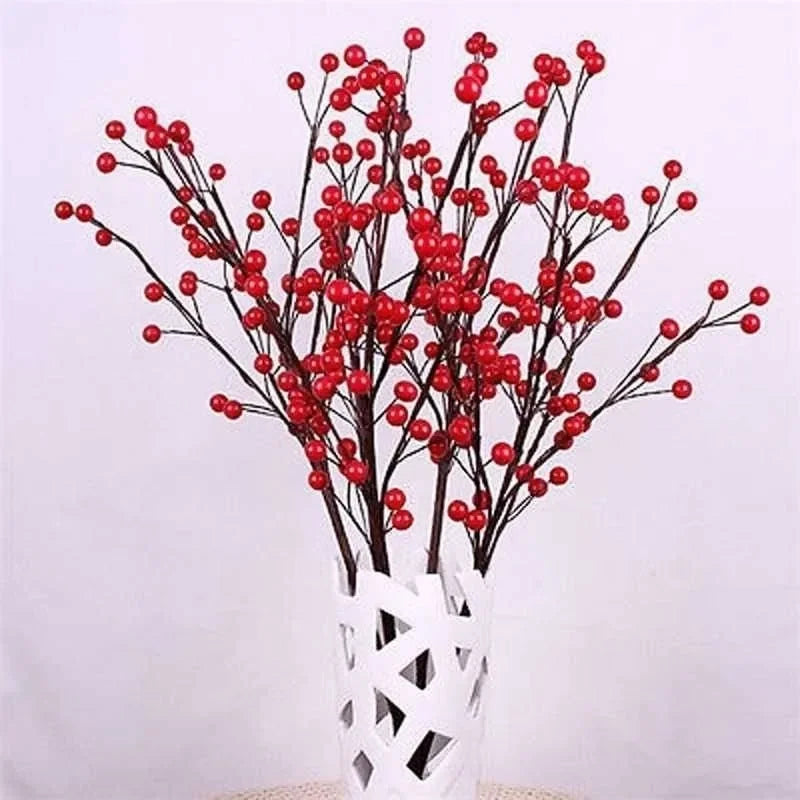 200/100/50Pcs Christmas Berries Simulation Berry Artificial Flower Red Fruit Cherry Plants Home Christmas Party DIY Decoration