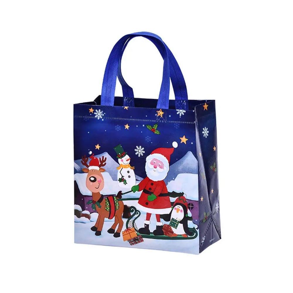 1pc Christmas Non-Woven Fabric Tote Bags New Year Candy Gift Packaging Santa Claus Kids Holiday Happy Year Party Favors