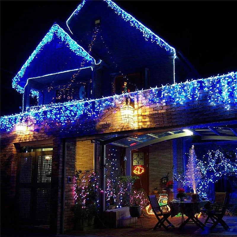 2024 Christmas Garland LED Curtain Icicle String Lights Droop 0.4-0.6m AC 220V Garden Street Outdoor Decorative Holiday Light