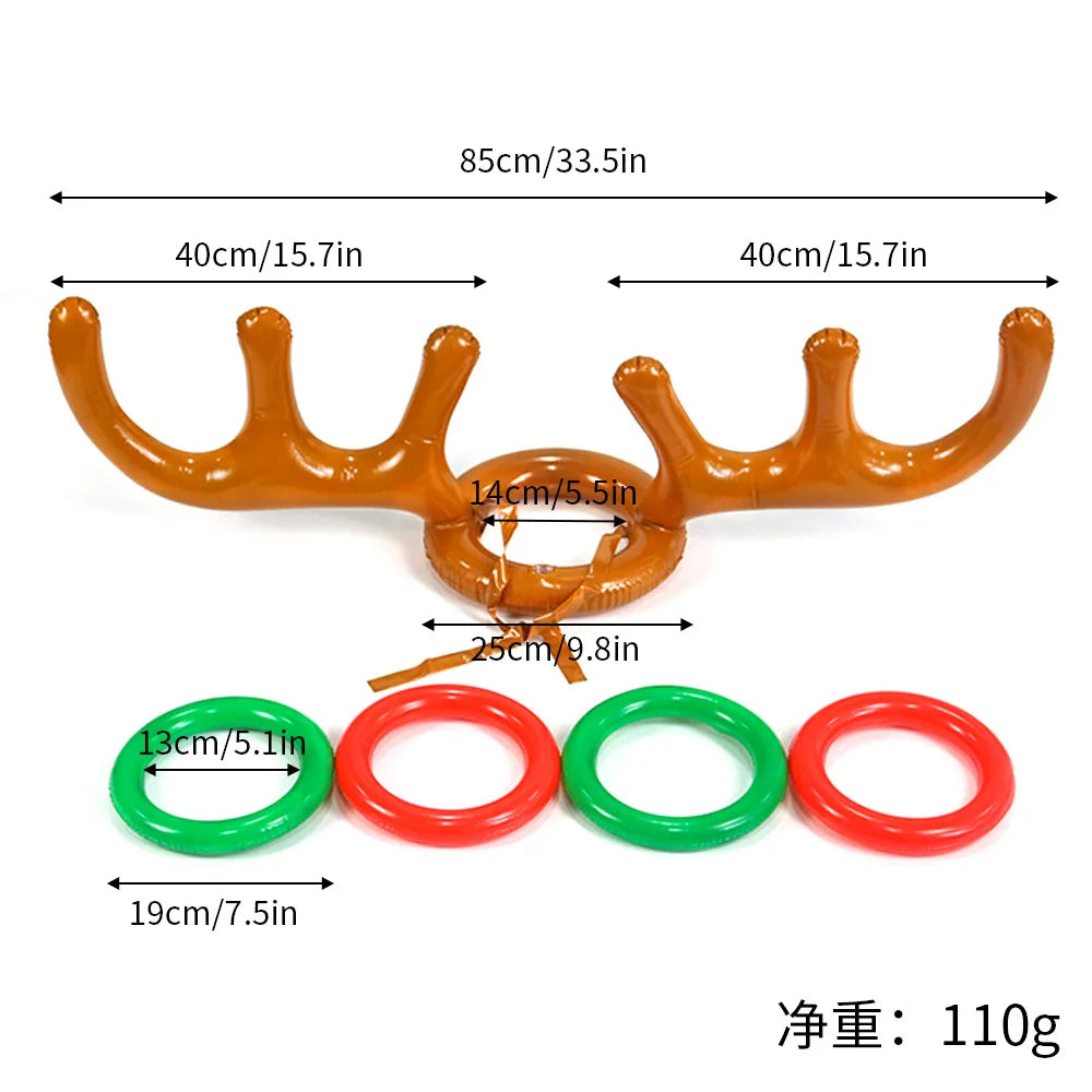 Home Inflatable Toys Christmas Inflatable Antler Ferrule Kids Inflatable Game Hoop Throwing Ring Toy Festive Atmosphere Props