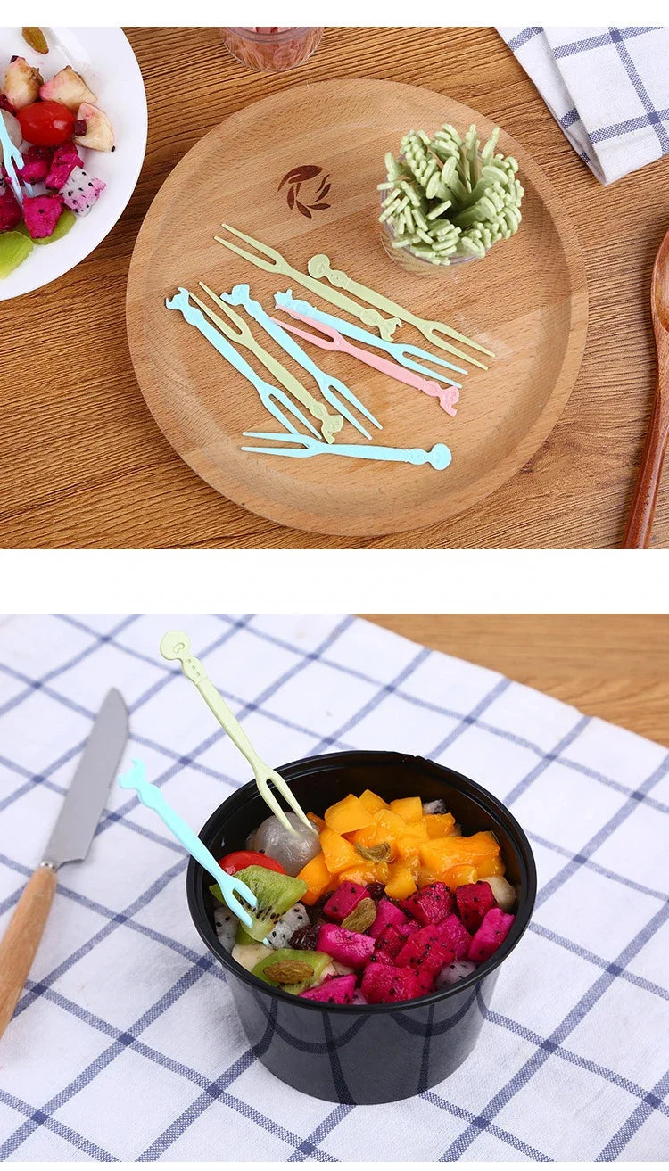 Mini Children's Animal Farm Fruit Fork Cartoon Snack Cake Fork Bento Accessories Dessert Food Fruit Toothpicks Chopsticks