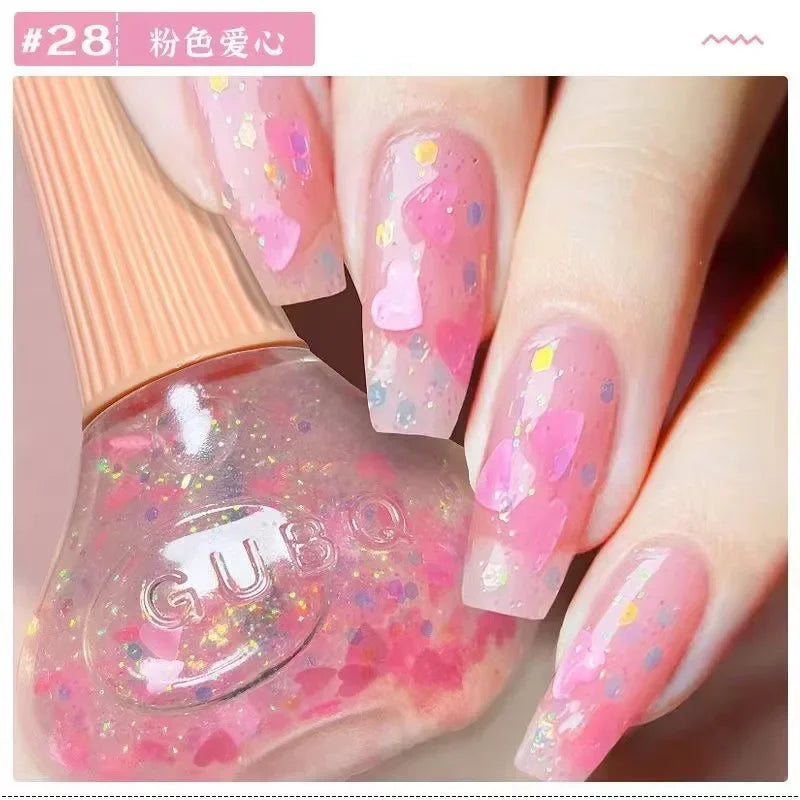 12ml Nail Polish Oil-based Nail Polish No-bake Quick Dry Non-tear Small Glitter Transparent Red Blue Green Nude 45 Colors