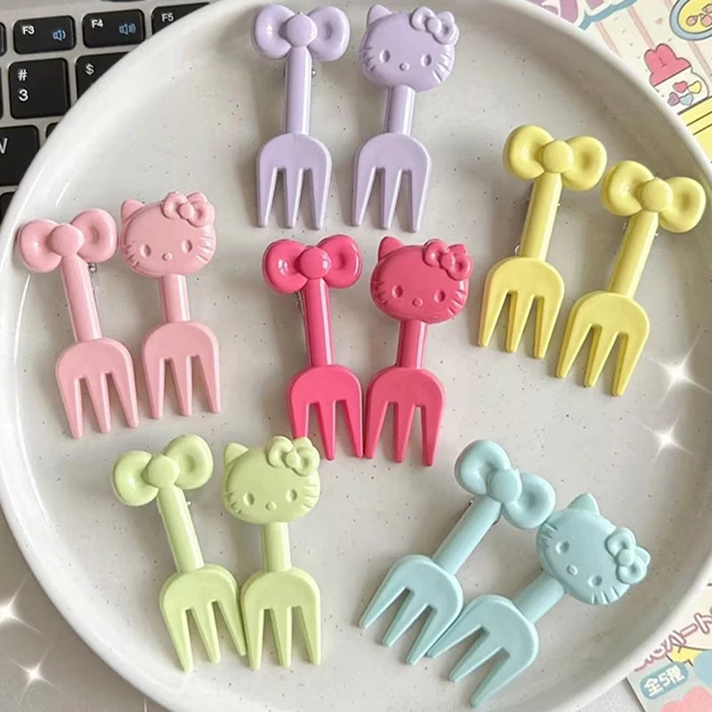 10Pcs Creative Mini Cute Fruit Fork Animation Peripheral Cartoon Exquisite Recyclable Portable Fruit Pick Snack Forks