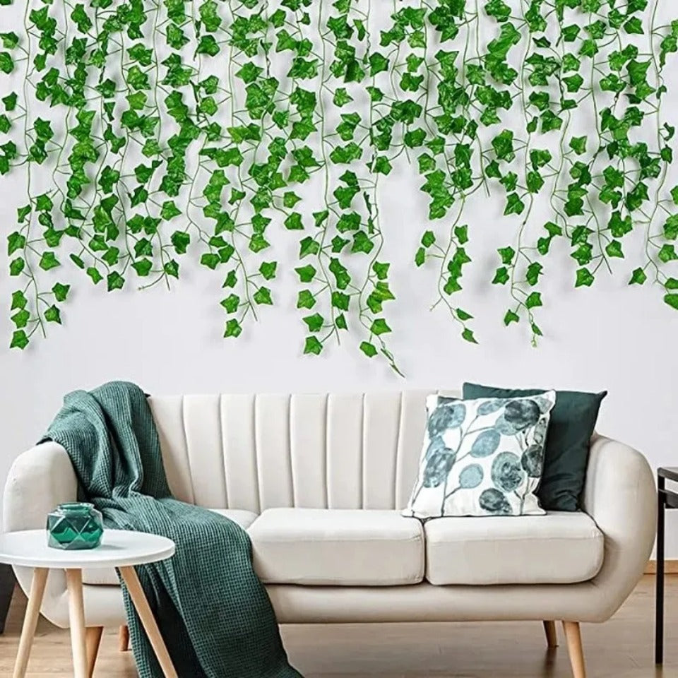 11M Artificial Plant Green Ivy Leaf Garland Fake Plant Creeper Hanging Vine Outdoor DIY Garden Wall Wedding Party Home Decor