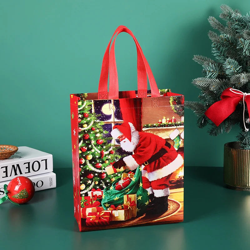 New Year Merry Christmas Gift Bag Snowman Santa Claus Candy Gift Packaging Bag Non-Woven Folding Bag Home Deco Navidad Noel 2024