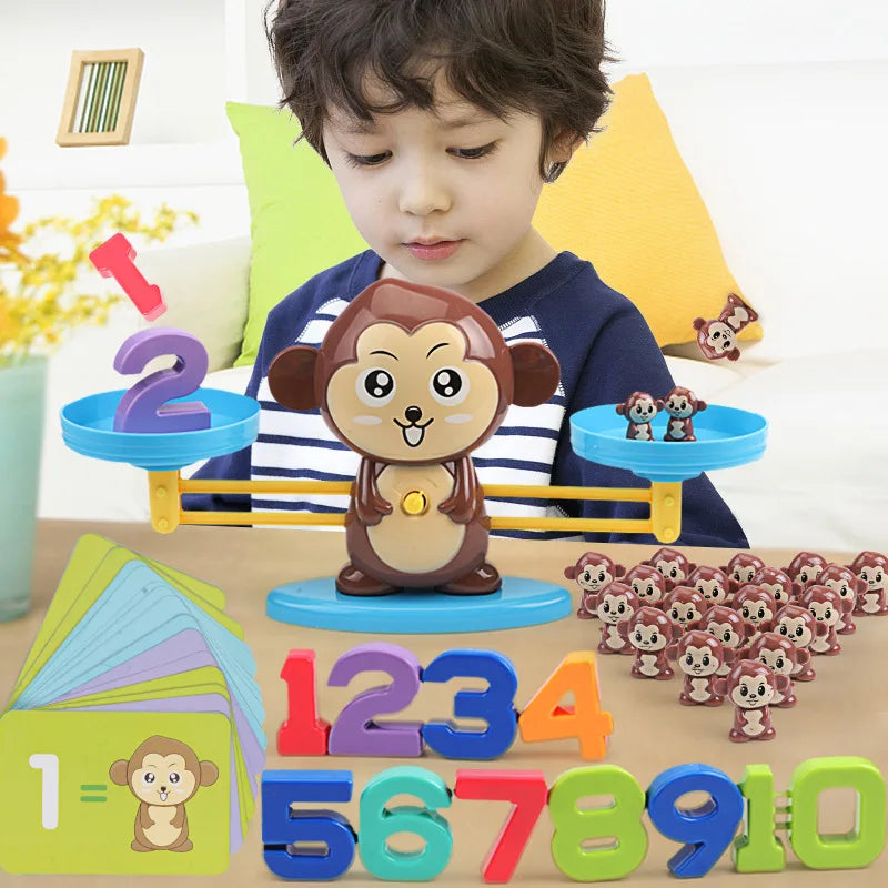 Monkey Balance Math Toy Baby Montessori Early Educational Balancing Scale Toys Teaching Material Table Games Interactive Gifts