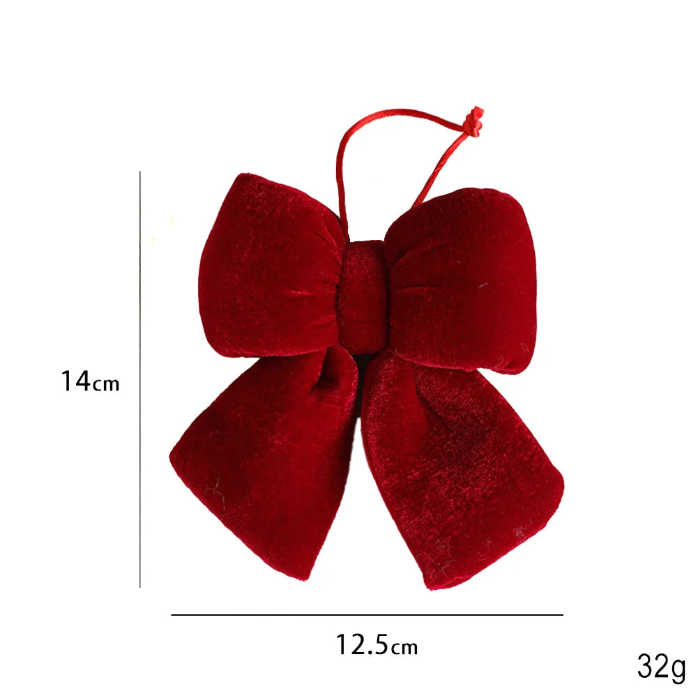 Christmas Bows Hanging Decorations Red Bowknot Christmas Tree Bowknot Baubles Ornaments New Year Xmas Tree Pendant Party Decora