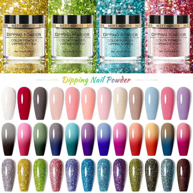 MEET ACROSS Dipping Nail Powder Temperature Changing Color Powder Glitter Thermal Pigment Dust Soak Off UV Nail Decoration