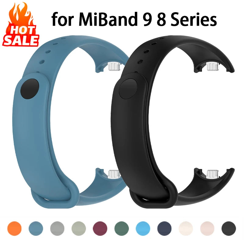 Silicone Strap for Xiaomi Mi Band 9 8 Strap NFC Sport Rubber Bracelet Wristband pulseira correa Xiaomi Smart Band 8 Accessories