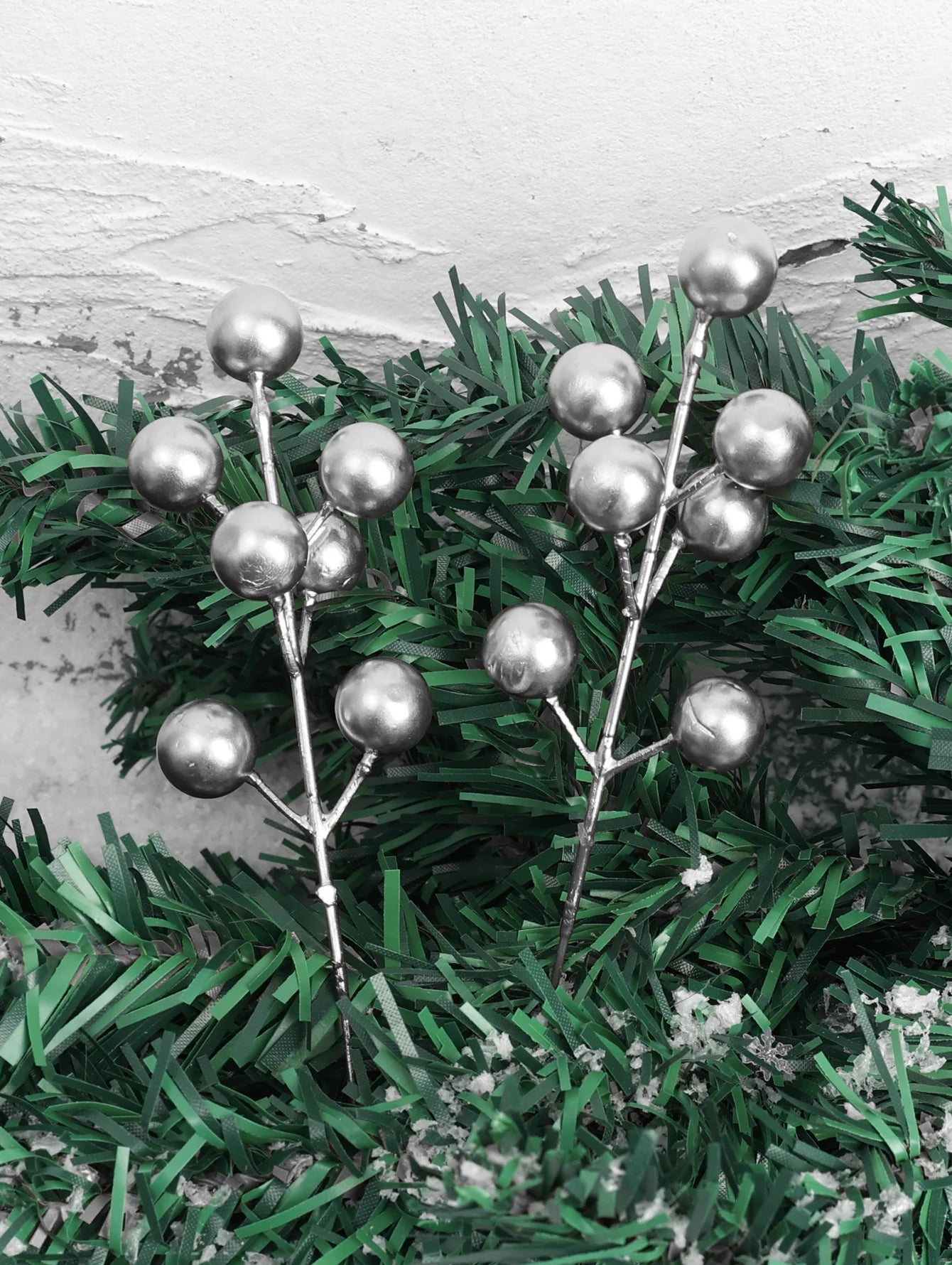 Artificial Berries Red Gold Silver Fake Berries Branch Cherry Stamen Christmas DIY Floral Wreath Ornament New Year Party Decor