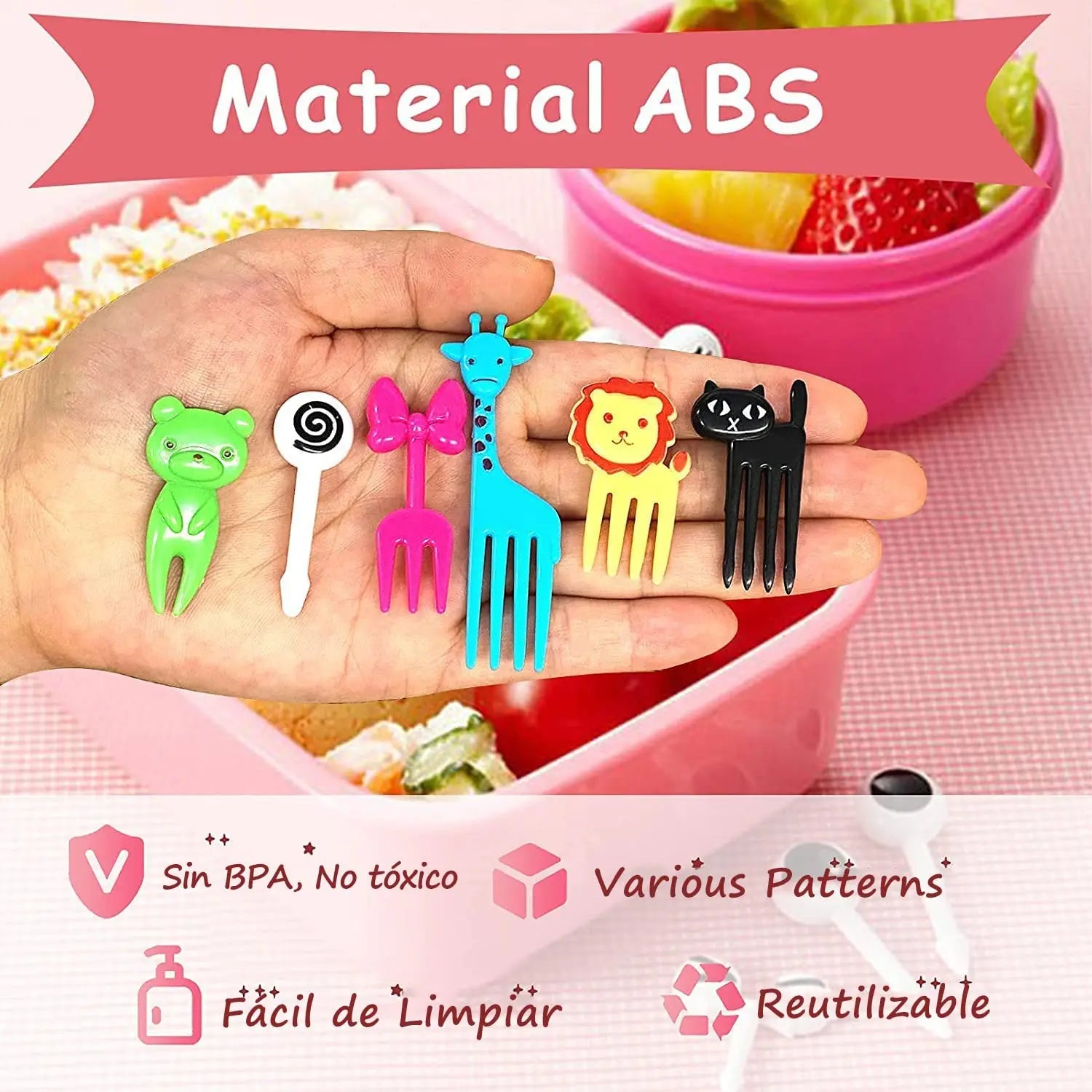 Cute Mini Animal Cartoon Food Picks Children Snack Cake Dessert Food Fruit Forks, Lunch Box Accesorioes for School Kids