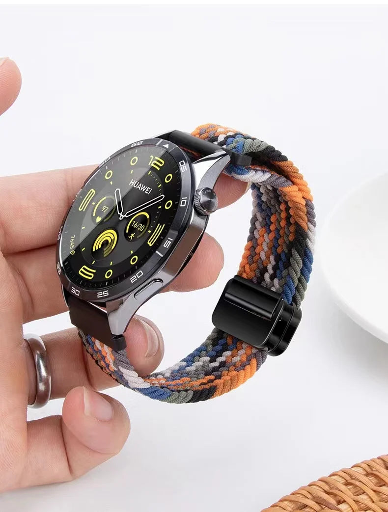 20mm 22mm Magnetic Braided Loop Nylon Strap For Huawei Watch 4/3/GT4-3-2 Pro Samsung Watch 6 5 4 3 Amazfit GTR/GTS Bracelet Band