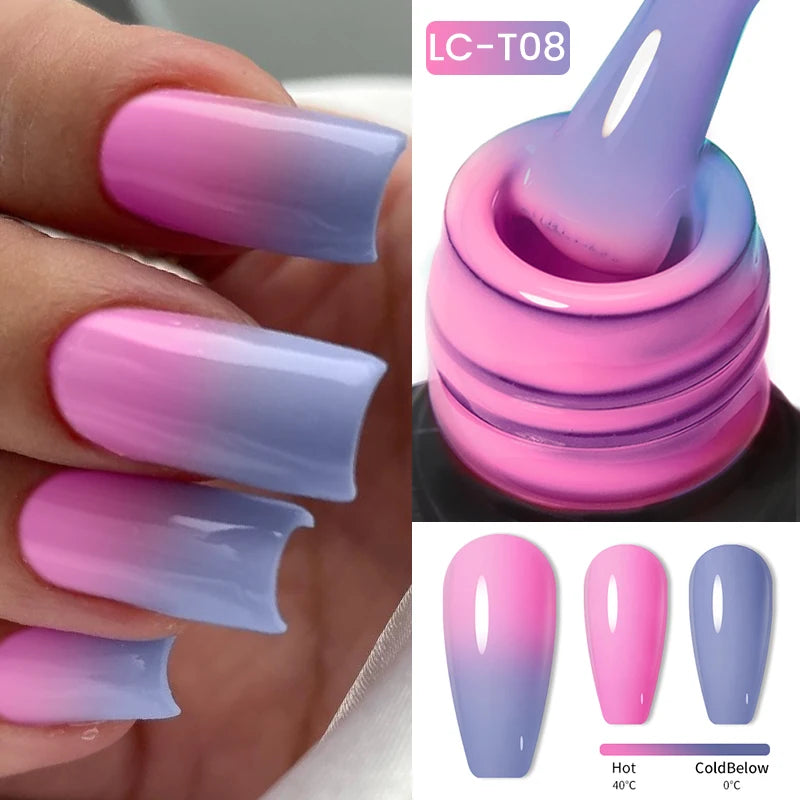 LILYCUTE 7ML Thermal Gel Nail Polish Ultra-thin Temperature Color Changing Gel Polish Semi Permanent UV Gel Nail Art Gel Varnish