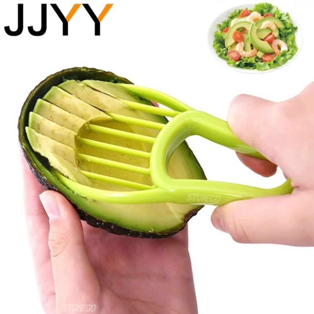 JJYY 3 In 1 Avocado Slicer Shea Corer Butter Fruit Peeler Cutter Pulp Separator Plastic Knife Kitchen Vegetable Tools