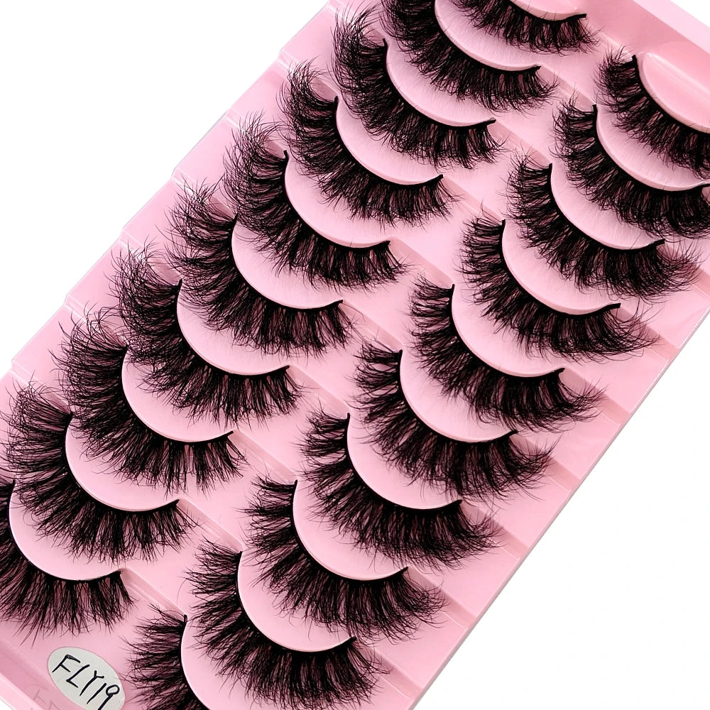 10 Pairs Faux Mink Eyelashes Handmade False Eyelashes Natural Nude Makeup Simulation Cross Messy Eye 3D Curly Eyelashes