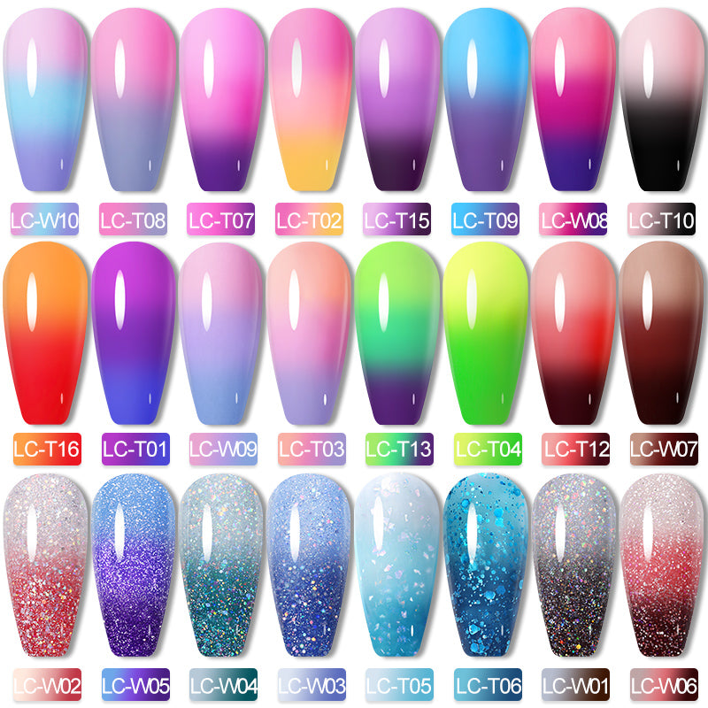 LILYCUTE 7ML Thermal Gel Nail Polish Ultra-thin Temperature Color Changing Gel Polish Semi Permanent UV Gel Nail Art Gel Varnish