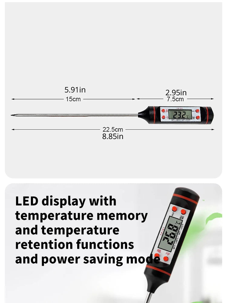 Kitchen Food Baking Digital Thermometer Electronic Probe Type Digital Display Liquid Grill Thermometer