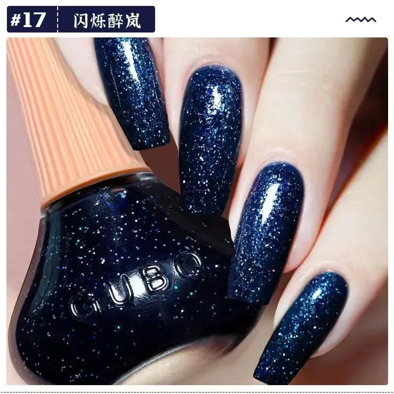 12ml Nail Polish Oil-based Nail Polish No-bake Quick Dry Non-tear Small Glitter Transparent Red Blue Green Nude 45 Colors