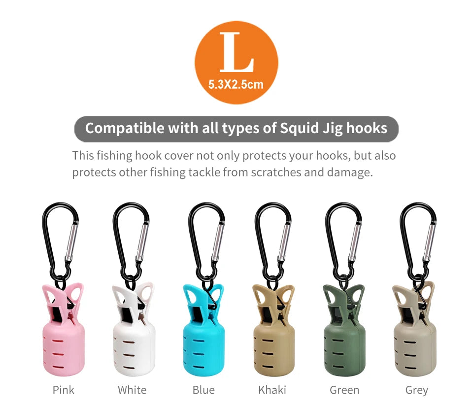 New Squid Jig Bait Protector Kit 6pcs Webfoot Octopus Egi Hooks Cover Cuttlefish Umbrella Lure Cap with Carabiner Fishing Tackle