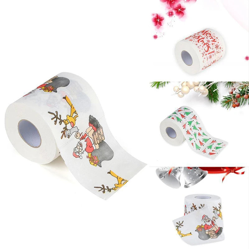 NEW Christmas Pattern Series Roll Paper Christmas Decorations Prints cute Toilet Paper Christmas Decorations For Home HOT