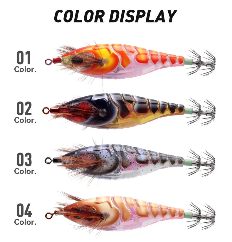 Kingdom SP Fishing Lures 5.8g 8.7g 10g Squid Jigs Artificial Squid Hook Jigging Baits Sea Fishing Cuttlefish EGI Luminous Bait