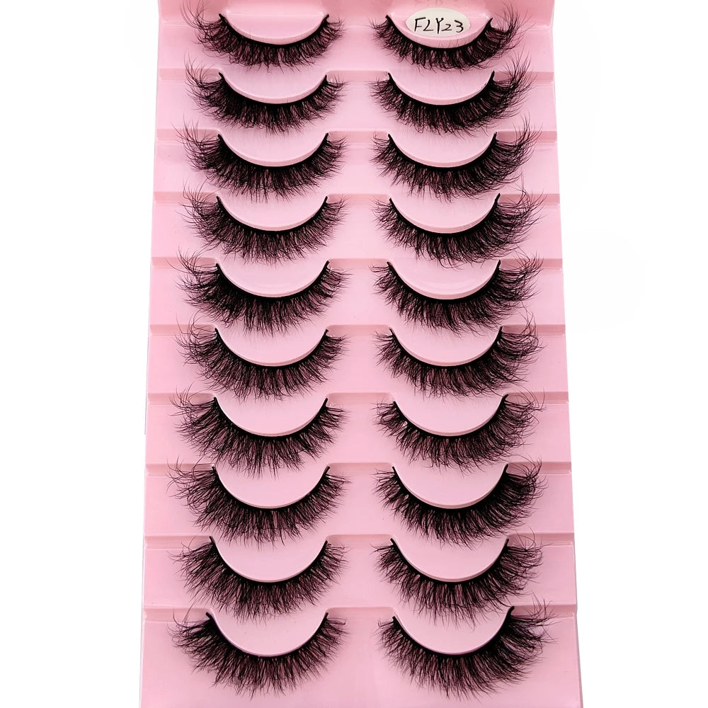 10 Pairs Faux Mink Eyelashes Handmade False Eyelashes Natural Nude Makeup Simulation Cross Messy Eye 3D Curly Eyelashes