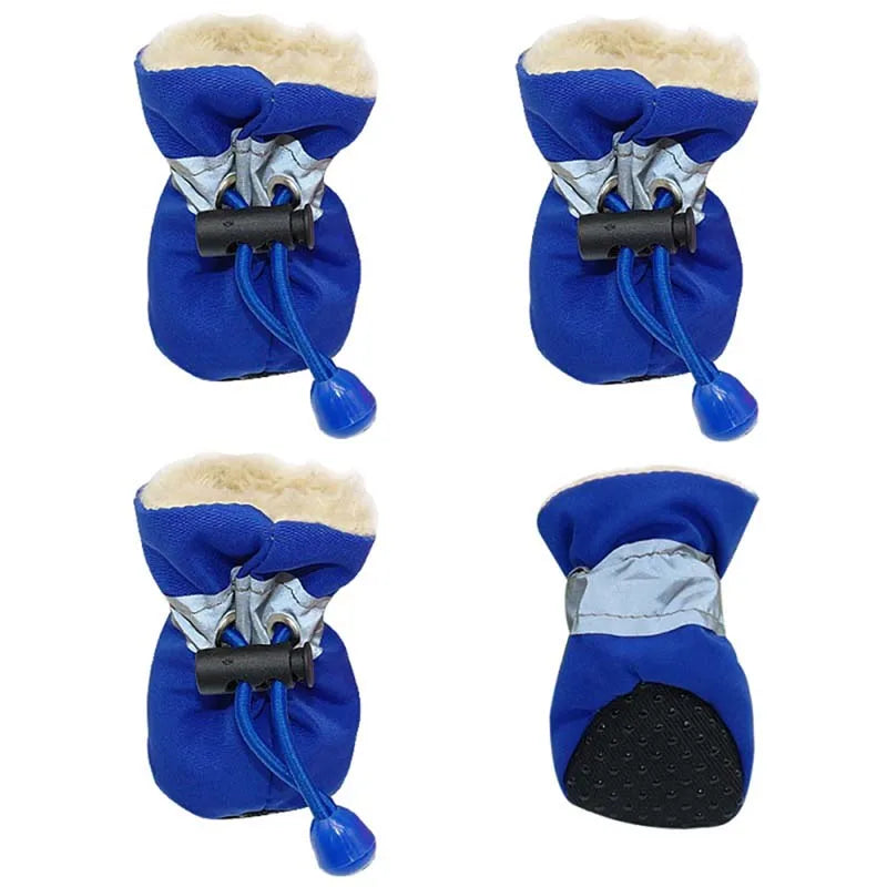 4pcs Antiskid Puppy Shoes Pet Protection Soft-soled Pet Shoes Winter Waterproof Prewalkers Soft Supplies Pet Paw Care Supplies