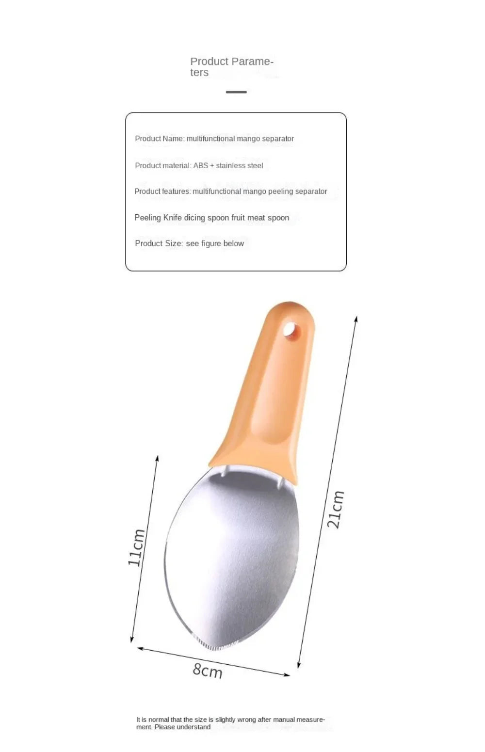 Multi Functional Mango Peeler Mango Peeling Cutting Knife Mango Peeling Separator Mango Scoop Avocado Peeler Fruit Kitchen Tool