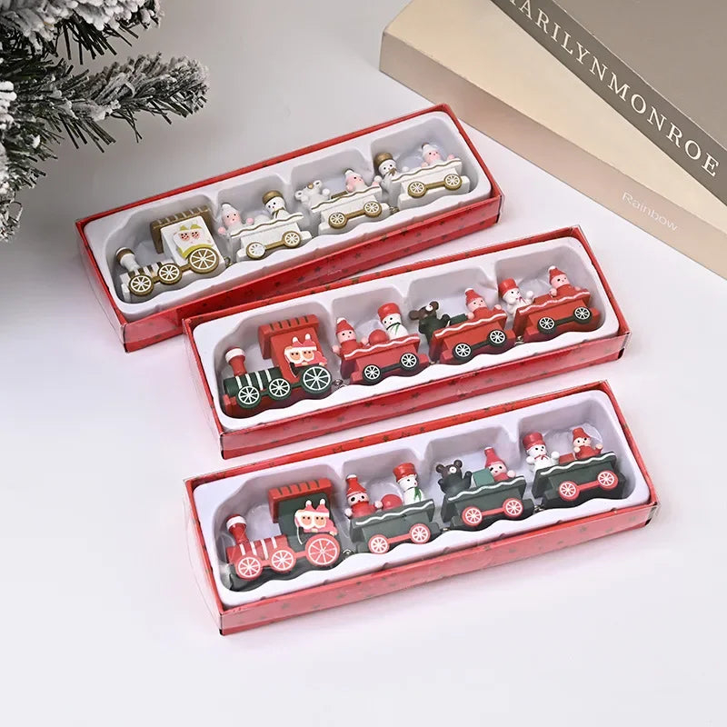 Wooden Christmas Small Train Xmas Ornaments Merry Christmas Decor For Home Happy New Year 2025 Creative Kids Naviidad Gifts Gift