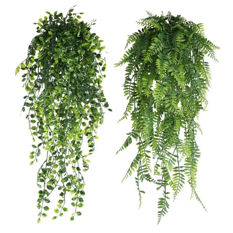 90cm Persian fern Leaves Vines Home Room Decor Hanging Artificial Plant Plastic Leaf Grass Wedding Party Wall Balcony Decoration