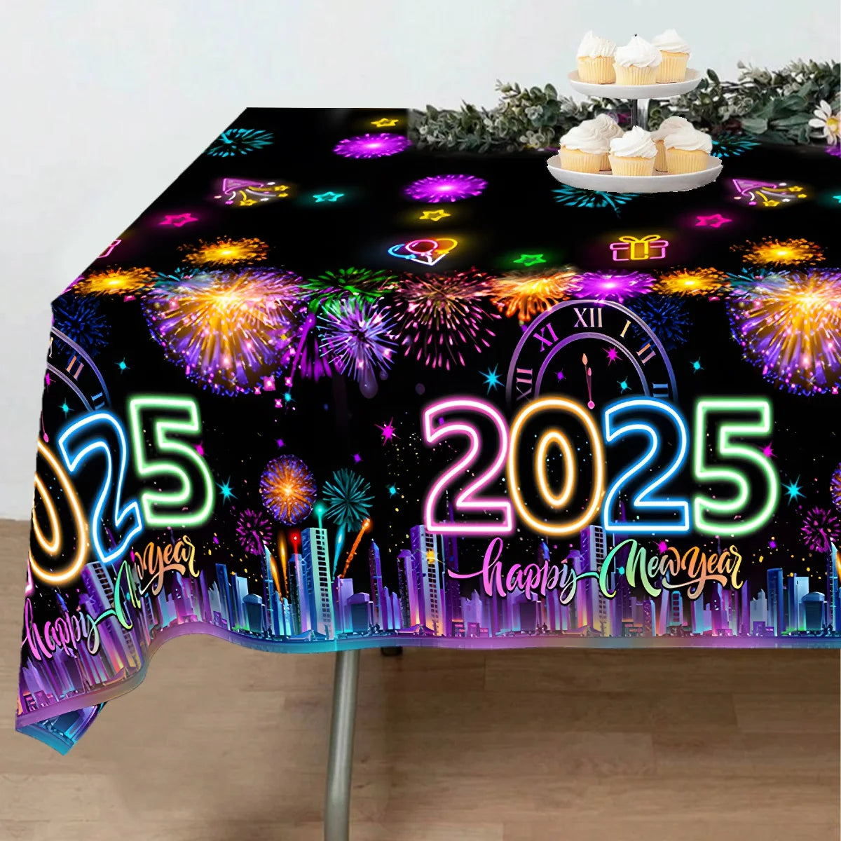 Christmas Disposable Tablecloth Christmas Decorations for Home 2024 Table Cover Navidad Noel New Year Gifts Dining Table Decor