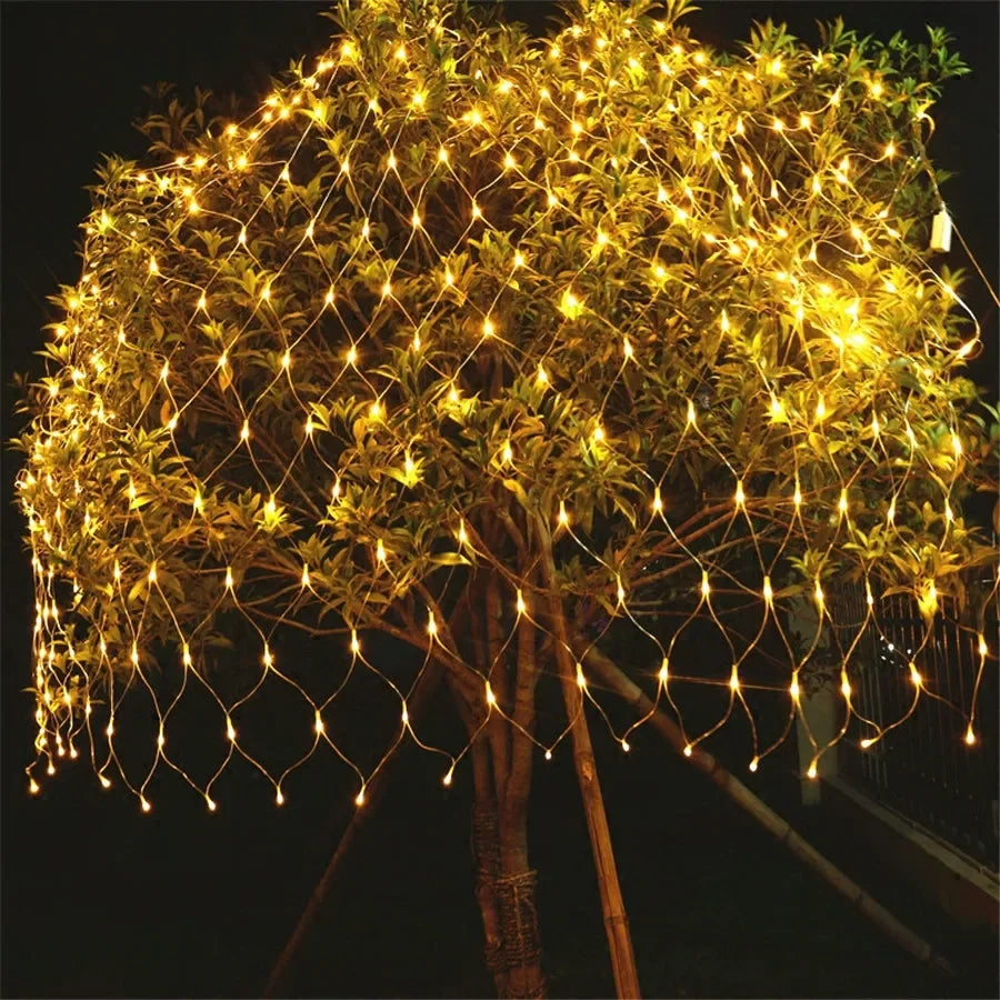 3x2/6x4M ED Net Light Outdoor Christmas Mesh String Light Waterproof Window Curtain Fairy Light for Holiday Party Decor