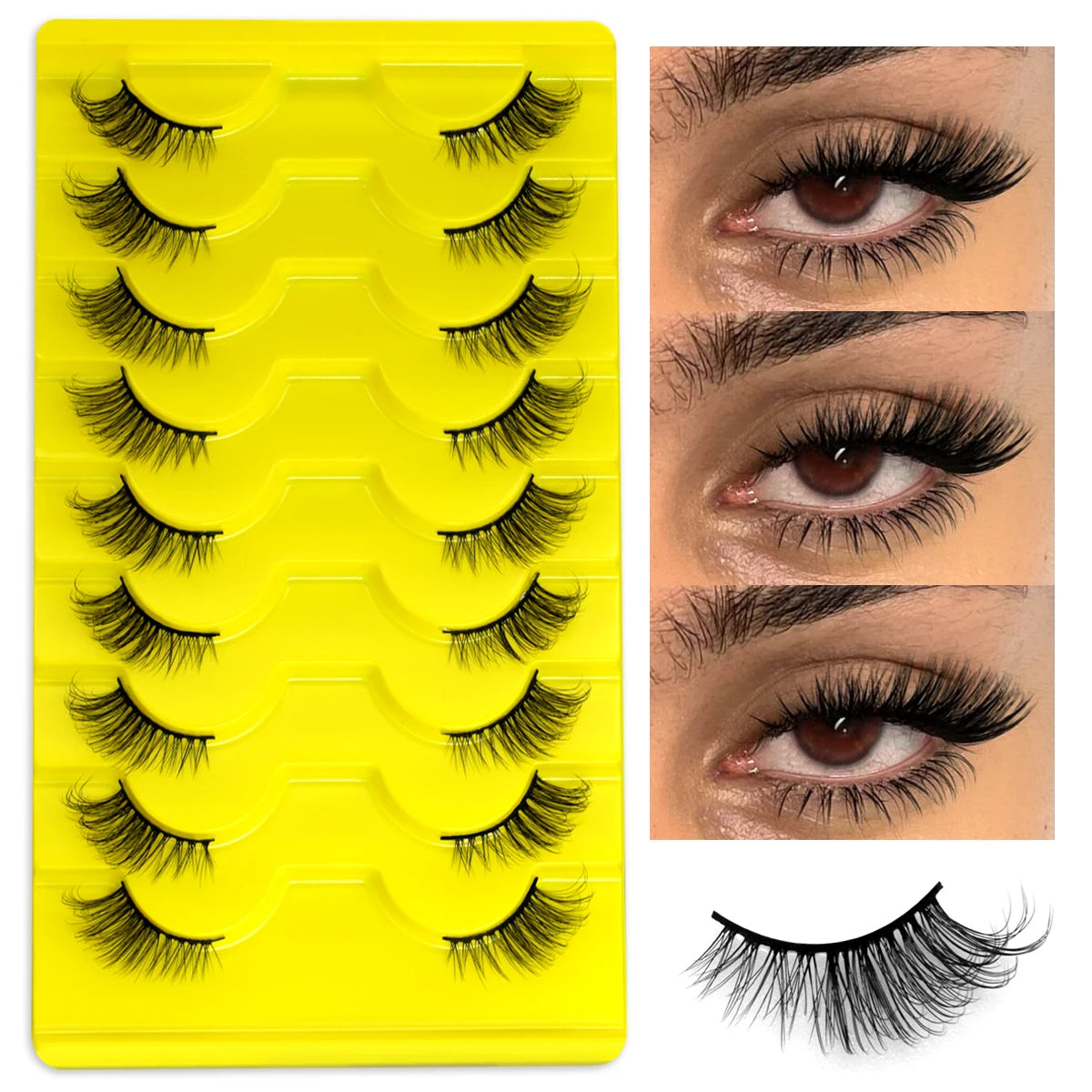 GROINNEYA Half Lashes 5/7/10 Piars Half Lashes Soft Natural Cat Eye Lashes Makeup Tool Fake Eyelashes Extension Fluffy Faux Cils