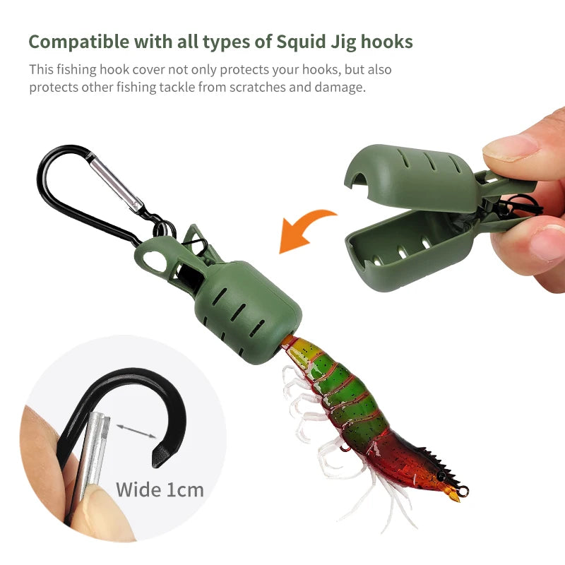 New Squid Jig Bait Protector Kit 6pcs Webfoot Octopus Egi Hooks Cover Cuttlefish Umbrella Lure Cap with Carabiner Fishing Tackle