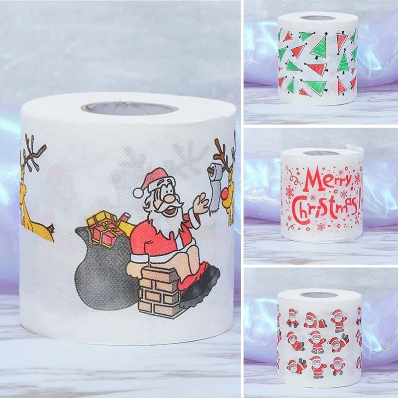 NEW Christmas Pattern Series Roll Paper Christmas Decorations Prints cute Toilet Paper Christmas Decorations For Home HOT