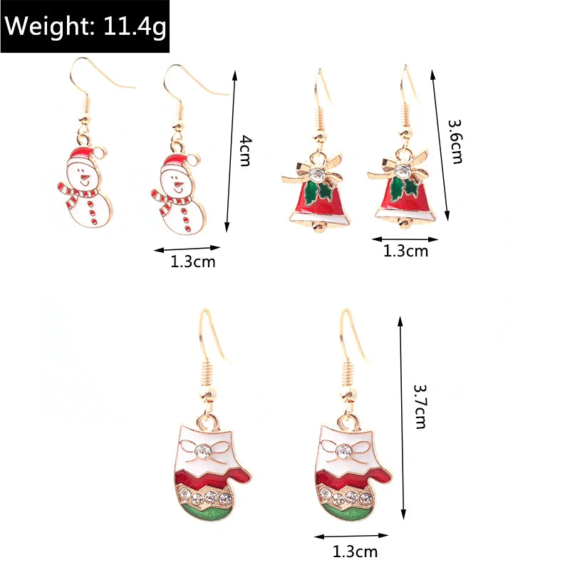 New Fashion Mix Styles Merry Christmas Drop Earrings for Women Christmas Tree Deer Santa Dangle Earrings New Year Jewelry Gifts