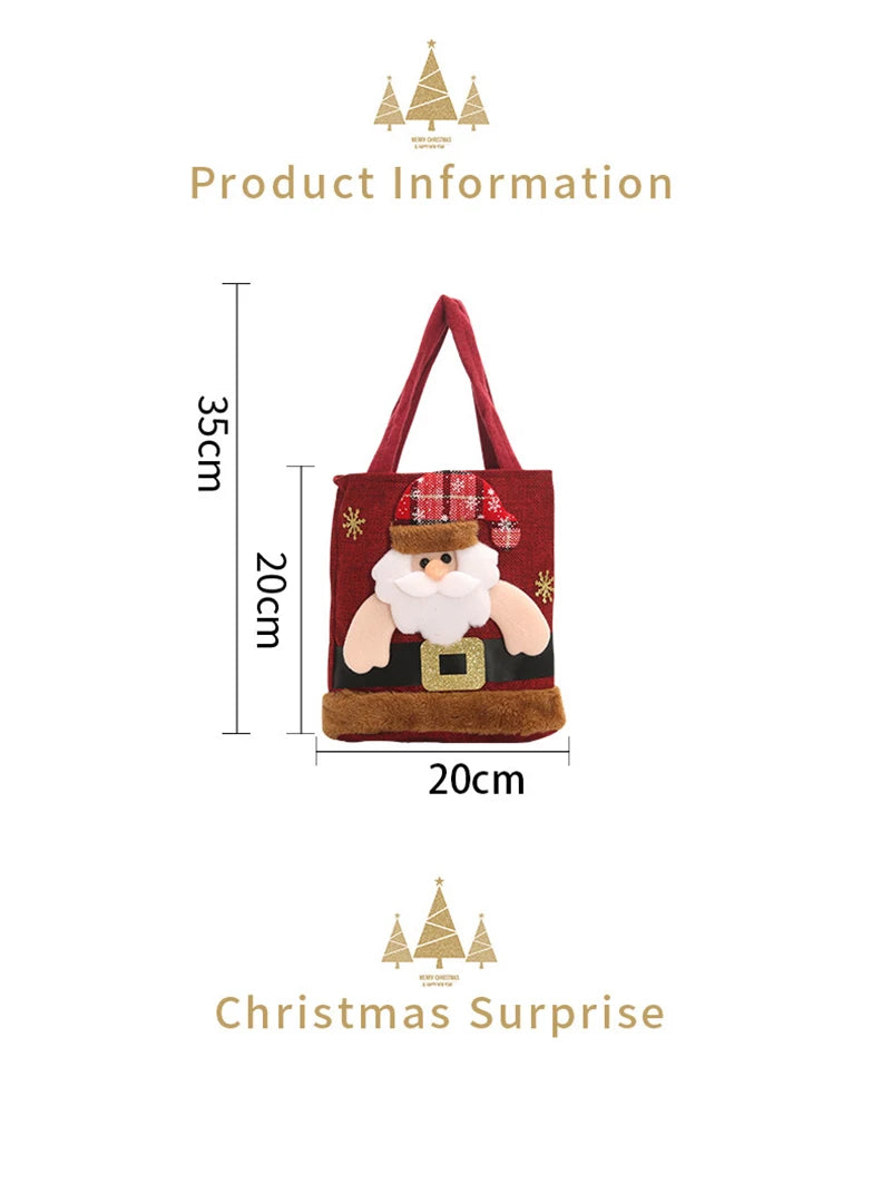 Christmas Gift Bag Linen Cloth New Year Children's Candy Handbag Christmas Eve Apple Storage Bag Xmas Santa Claus Wholesale 2023