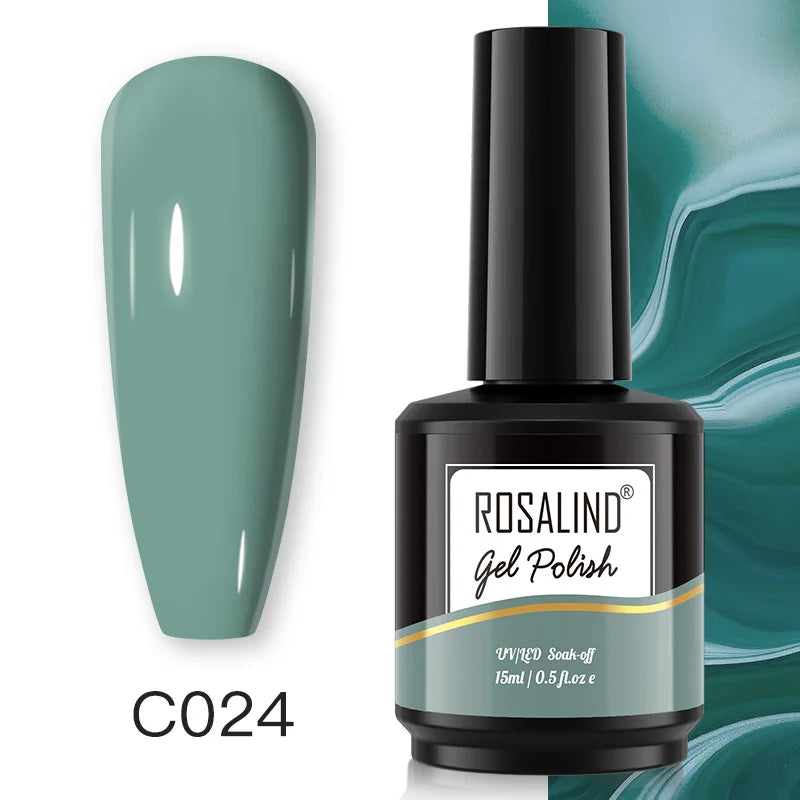 ROSALIND Mini/15ml Soak Off Pure Color Nail Gel Bright For Nail Art Design LED/UV Lamp Semi Permanent Need Base Top Coat