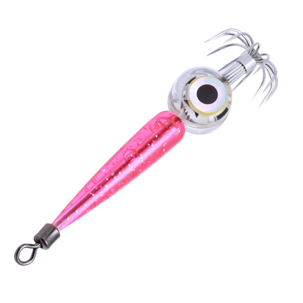 1 pc type of luminous squid hook, sea fishing octopus hook, LED flash underwater fishing light with umbrella hook accessories