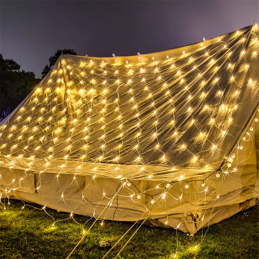 3x2/6x4M ED Net Light Outdoor Christmas Mesh String Light Waterproof Window Curtain Fairy Light for Holiday Party Decor