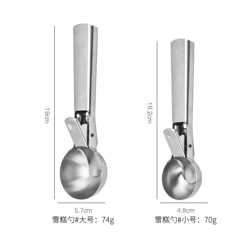 Multifunctional Ice Cream Scoops Stainless Steel Dual-Purpose Scoop Fruit Watermelon Spoon Ball Scoop Household Ice Cream Tools