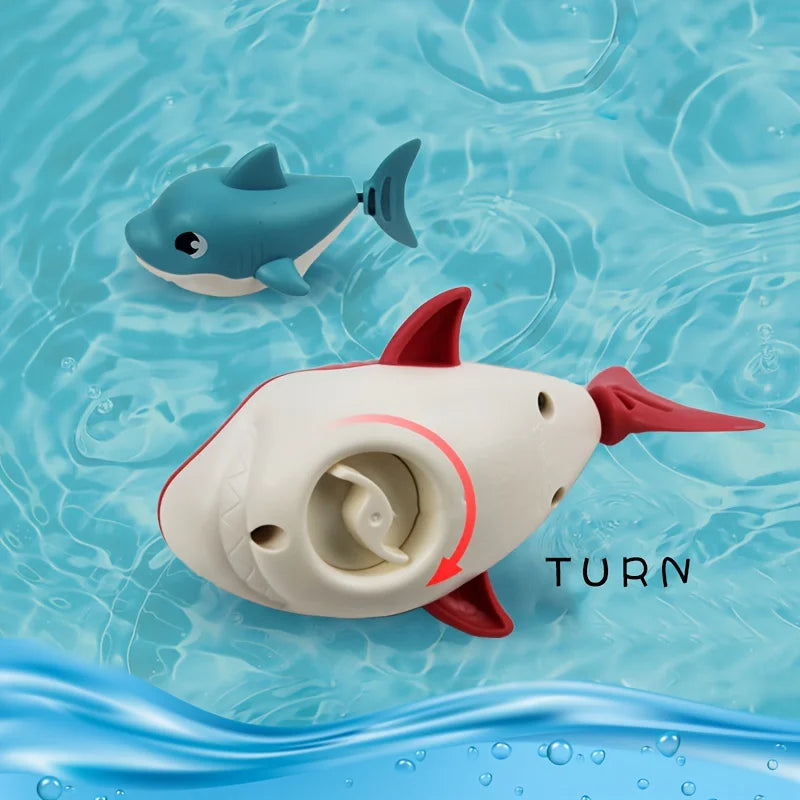 1pc Summer hot new cartoon shark baby water play toy with wind up chain, outdoor beach toy, shower toy, bath toy