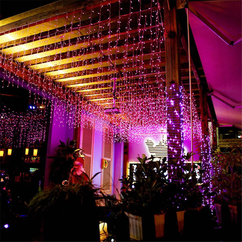 Christmas Decorations For Home Outdoor LED Curtain Icicle String Light Street Garland On The House Winter 220V Droop 0.3-0.4m