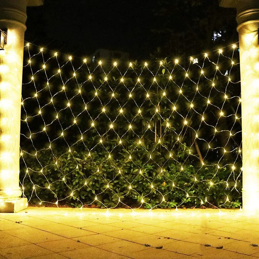 3x2/6x4M ED Net Light Outdoor Christmas Mesh String Light Waterproof Window Curtain Fairy Light for Holiday Party Decor