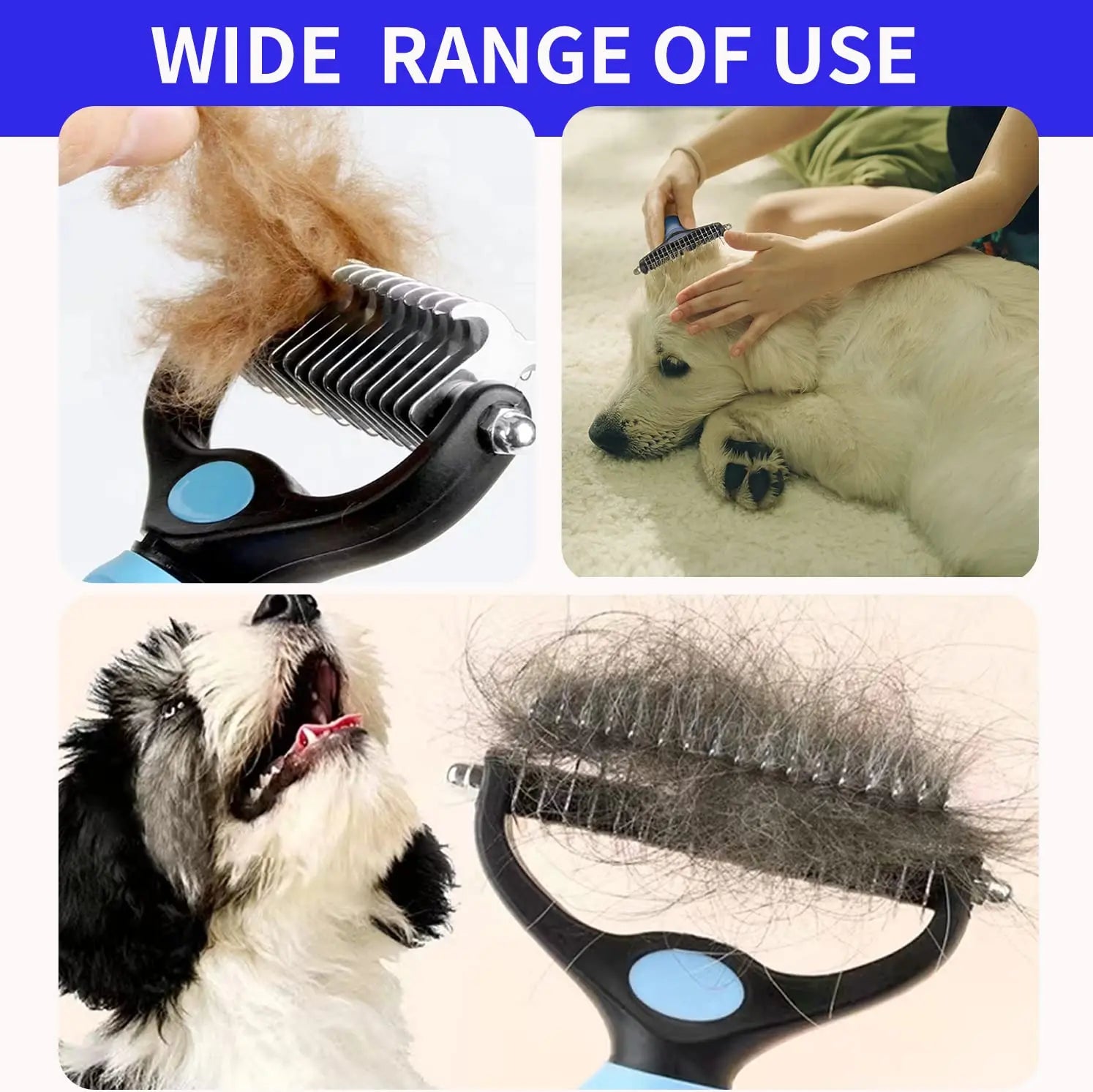 Professional Pet Deshedding Brush Dog Hair Remover Pet Fur Knot Cutter Puppy Cat Comb Brushes Dogs Grooming Shedding Supplies