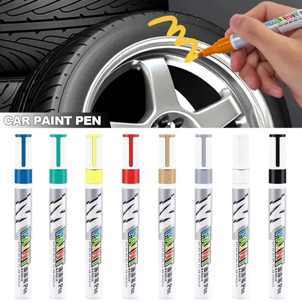 Car paint scratches repair brush pen waterproof water paint marker pen car tire tread care automotive  black white red silver