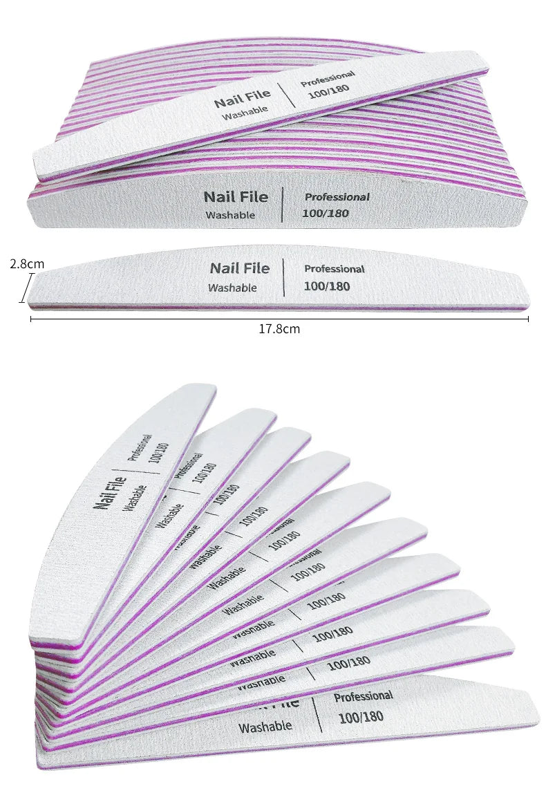 Nail File 100 to 180 Professional Tools Emery for Manicure Lime 240 Sandpaper Gel Polishing Files for Nails Buffers Set Polisher