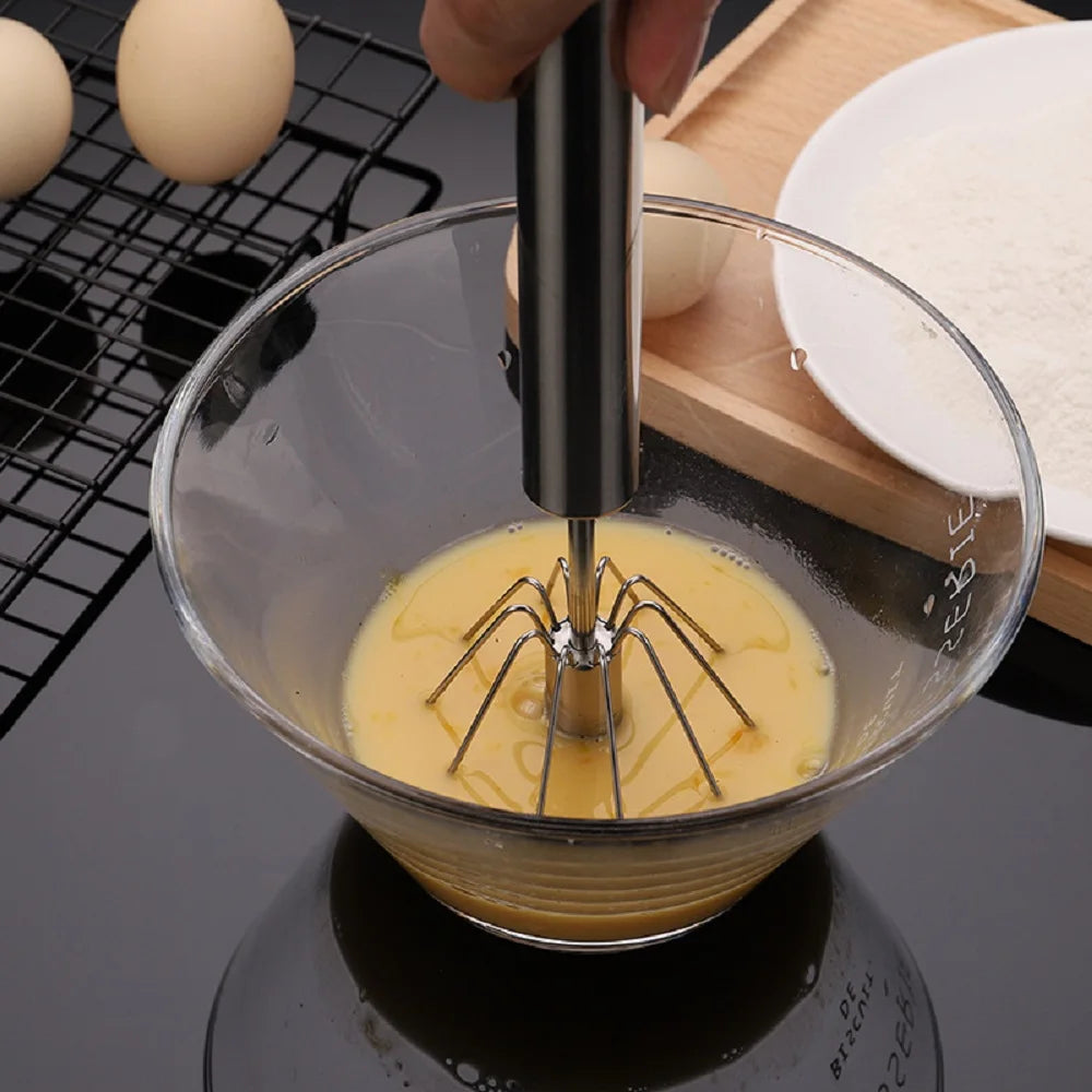 Stainless Steel Semi-automatic Whisk Press Rotary Whisk Household Cream Egg Whisk Baking Gadget